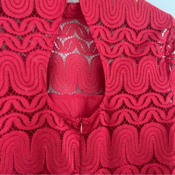 Trina Turk red ruby rose bell sleeve lace dress - Picture 8 of 12